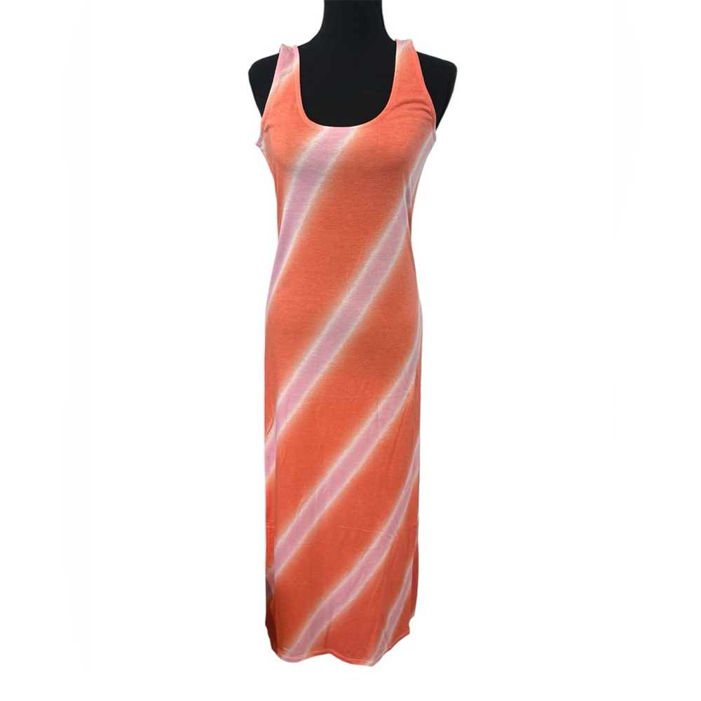 Zenana Orange and White Striped Maxi Dress, size M